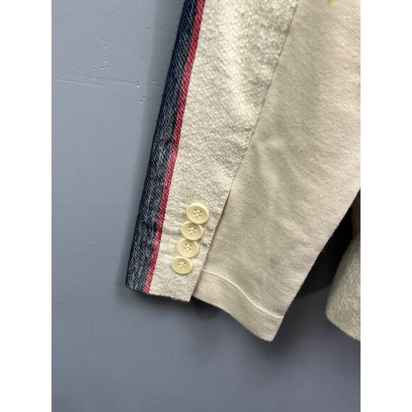 BCBGMaxazria Blazer womens small Cream striped Jacket pockets Office‎ - Picture 7 of 7